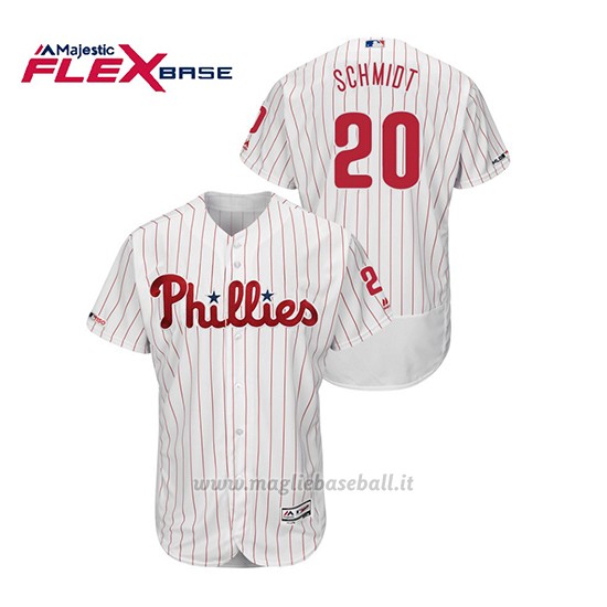 Maglia Baseball Uomo Philadelphia Phillies Mike Schmidt 150th Aniversario Patch Flex Base Bianco